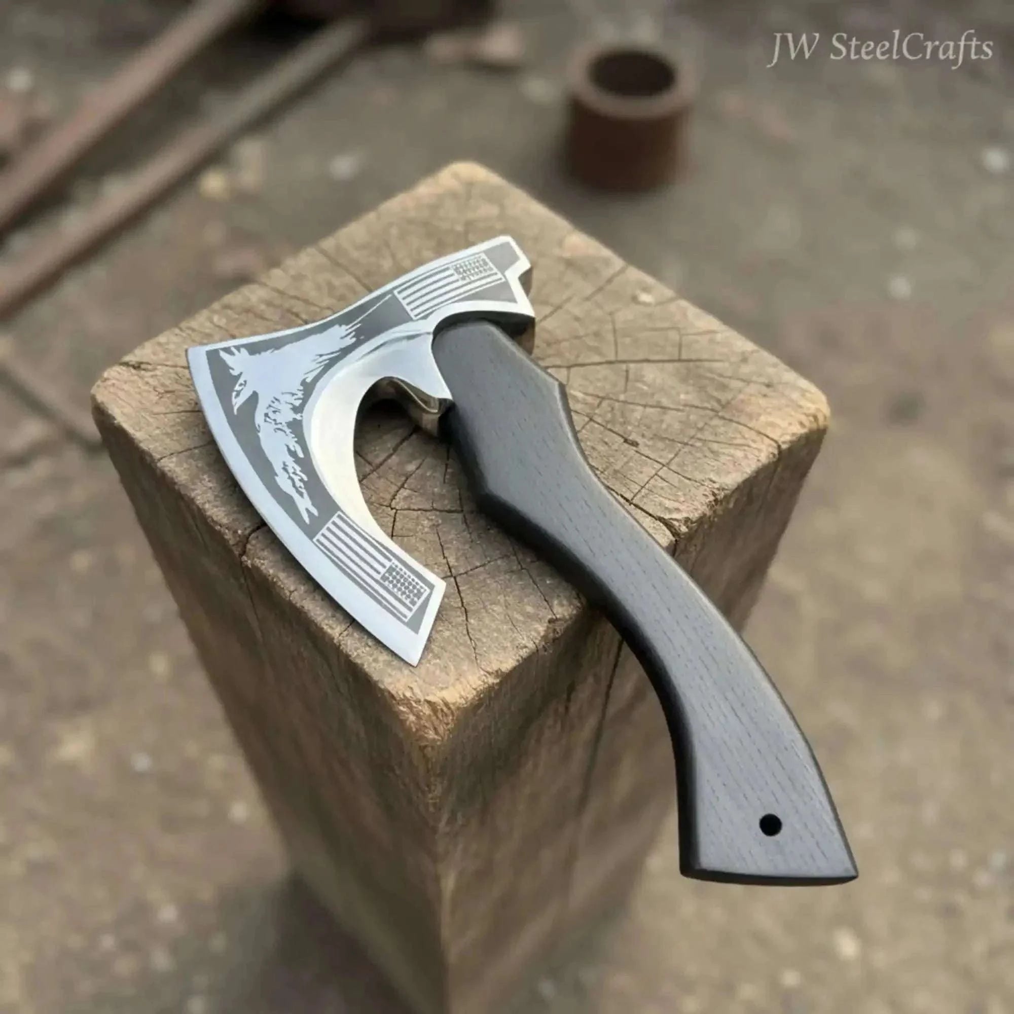 Palmarius Outdoors Modern Viking Fantasy Hatchet Curved Bearded Steel Axe 