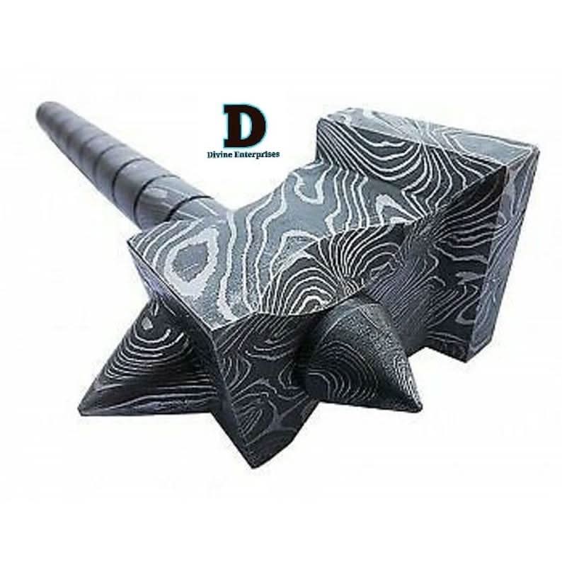 Palmarius Outdoors Hand made Damascus steel viking hammer Divine Enterprises Thor Hammer