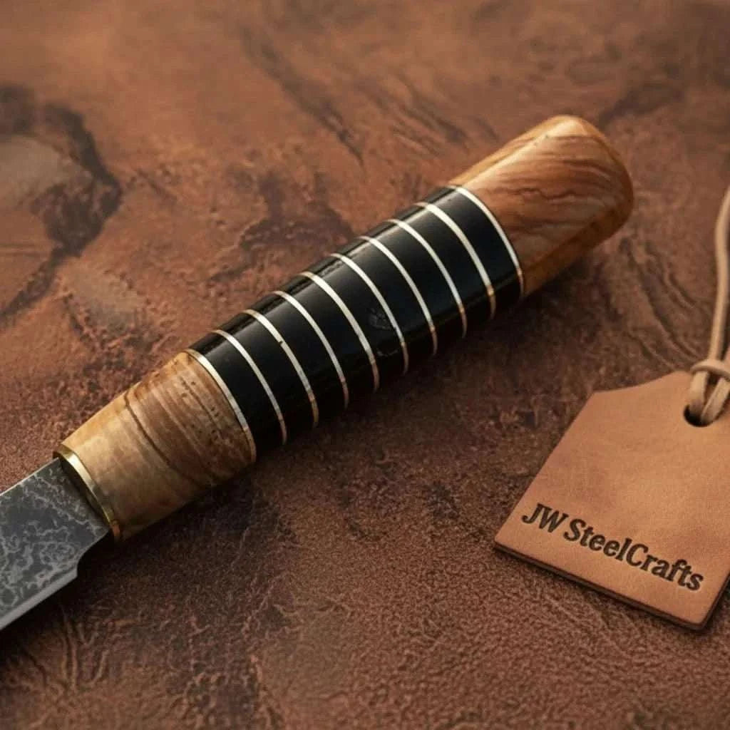 Palmarius Outdoors Damascus Kiritsuke Gyuto Chef Knife 12” – Olive Wood & Black Resin Handle with Brass Spacers | Full Tang Japanese Hybrid Knife Chef Knife