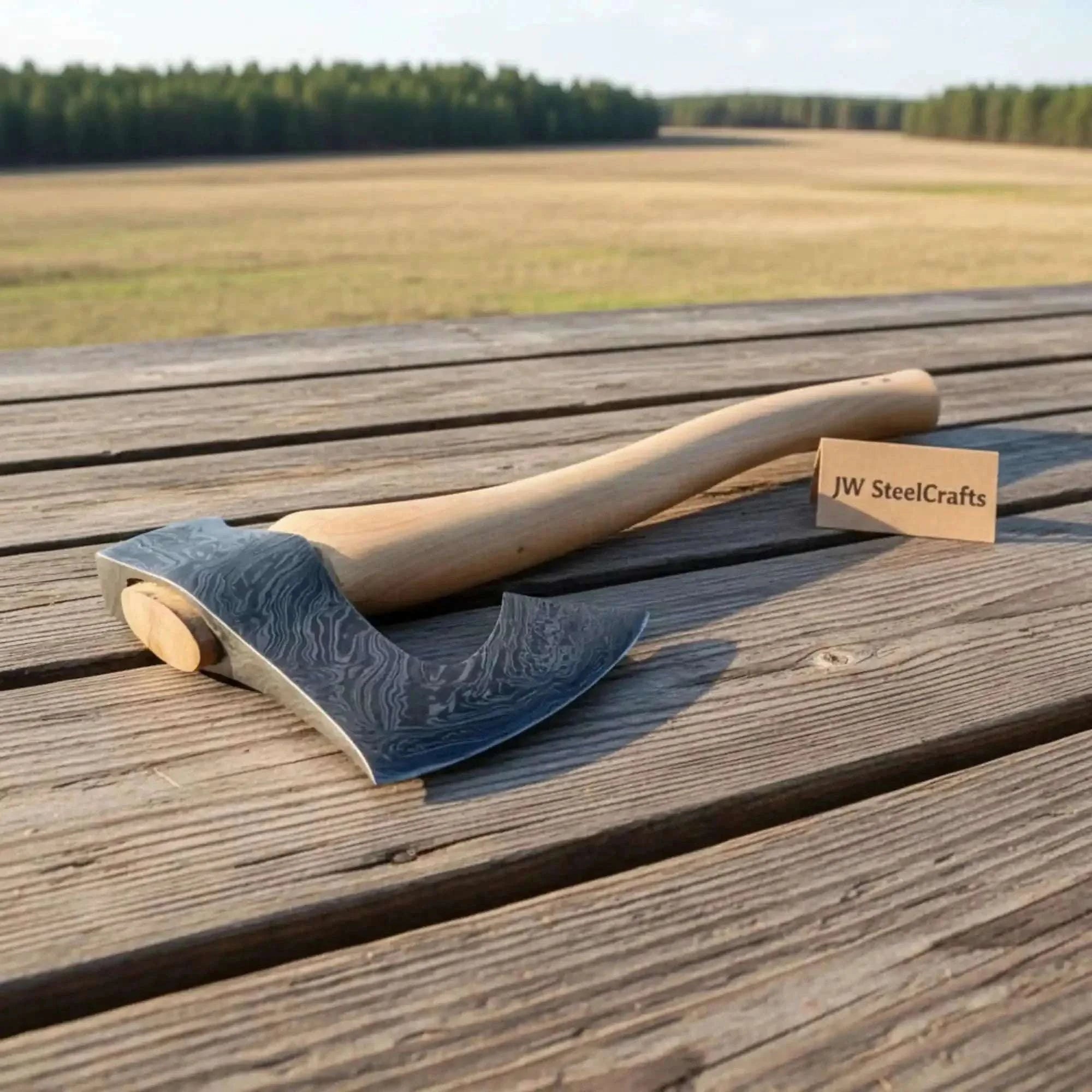 Palmarius Outdoors Handmade Damascus Steel Hatchet Wood Handle Durable Camping Bushcraft Axe 