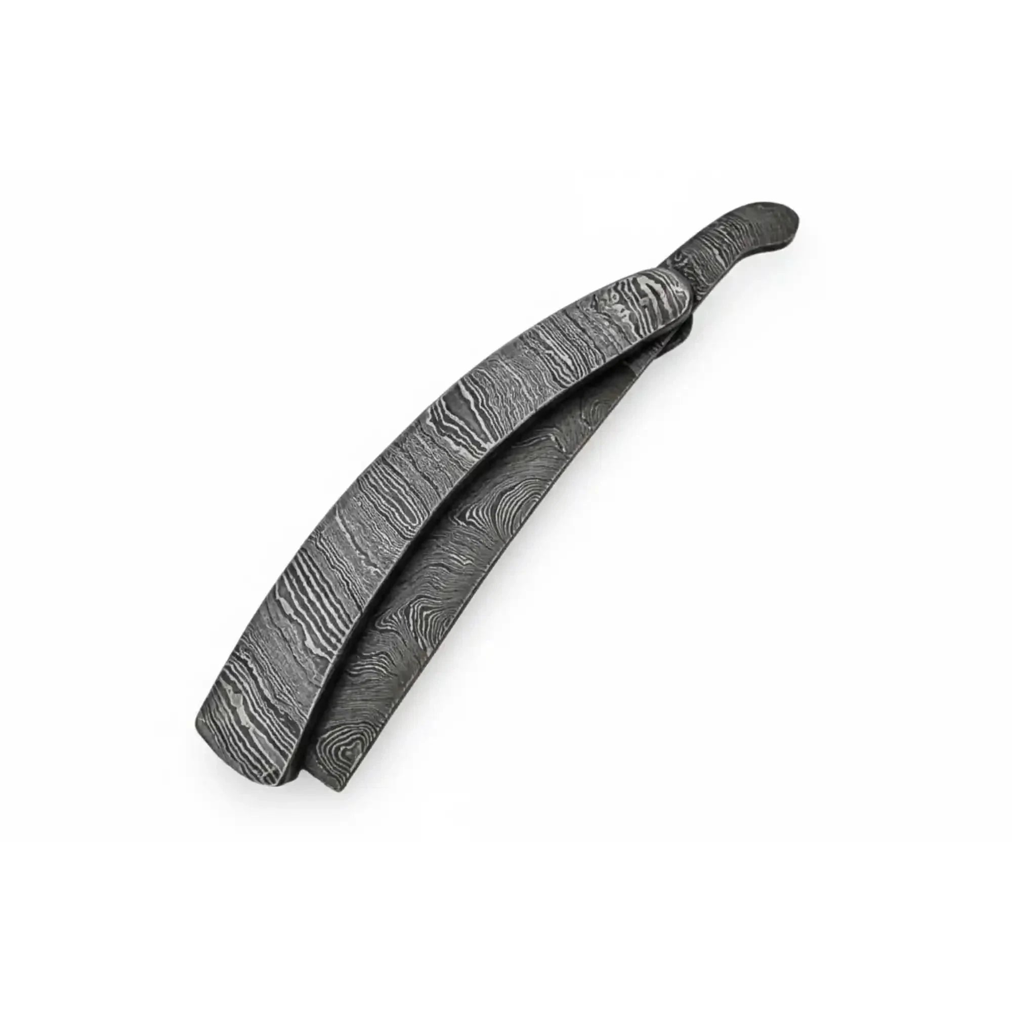 Palmarius Outdoors Handmade Damascus Steel Sweeney Todd Style Straight Razor Barber Folding Razor with Leather Sheath Damascus Straight Razors