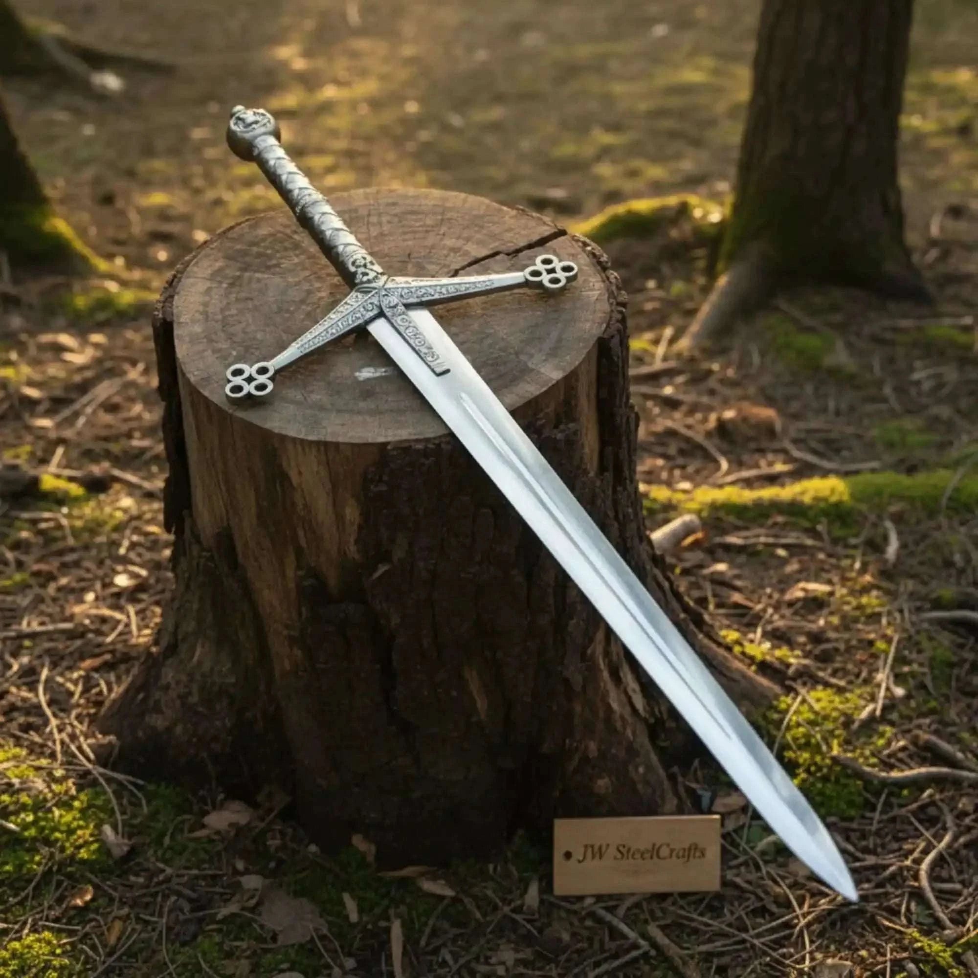 Palmarius Outdoors Handmade European Crusader Sword in Polished Steel with Medieval Crossguard for Collection and Display 
