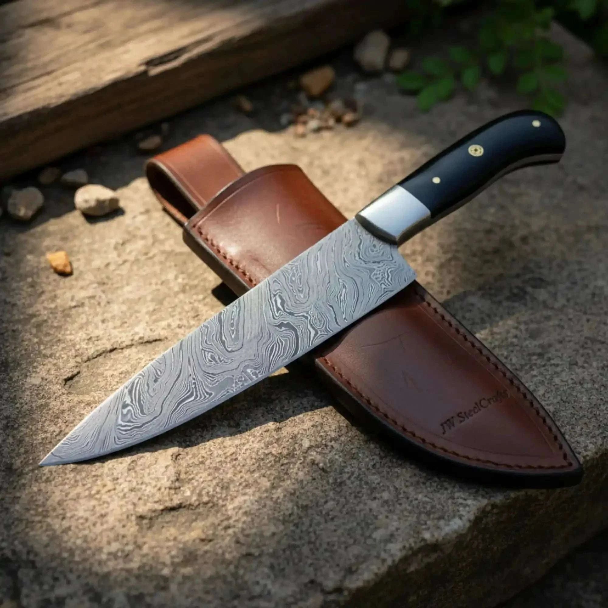 Palmarius Outdoors Handmade Gyuto Vortex Chef knife Damascus Steel-Black Handle Sharp and Reliable 
