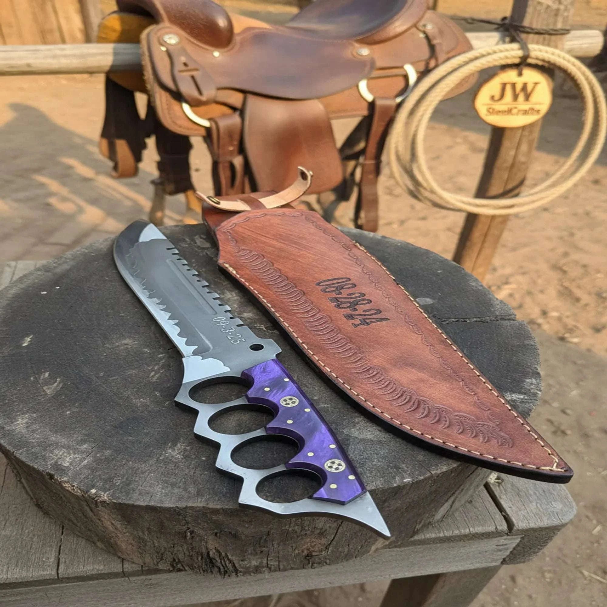 Palmarius Outdoors Apocalypse Trench Knife Machete 12 Inch Full Tang Survival Blade with Knuckle Guard 