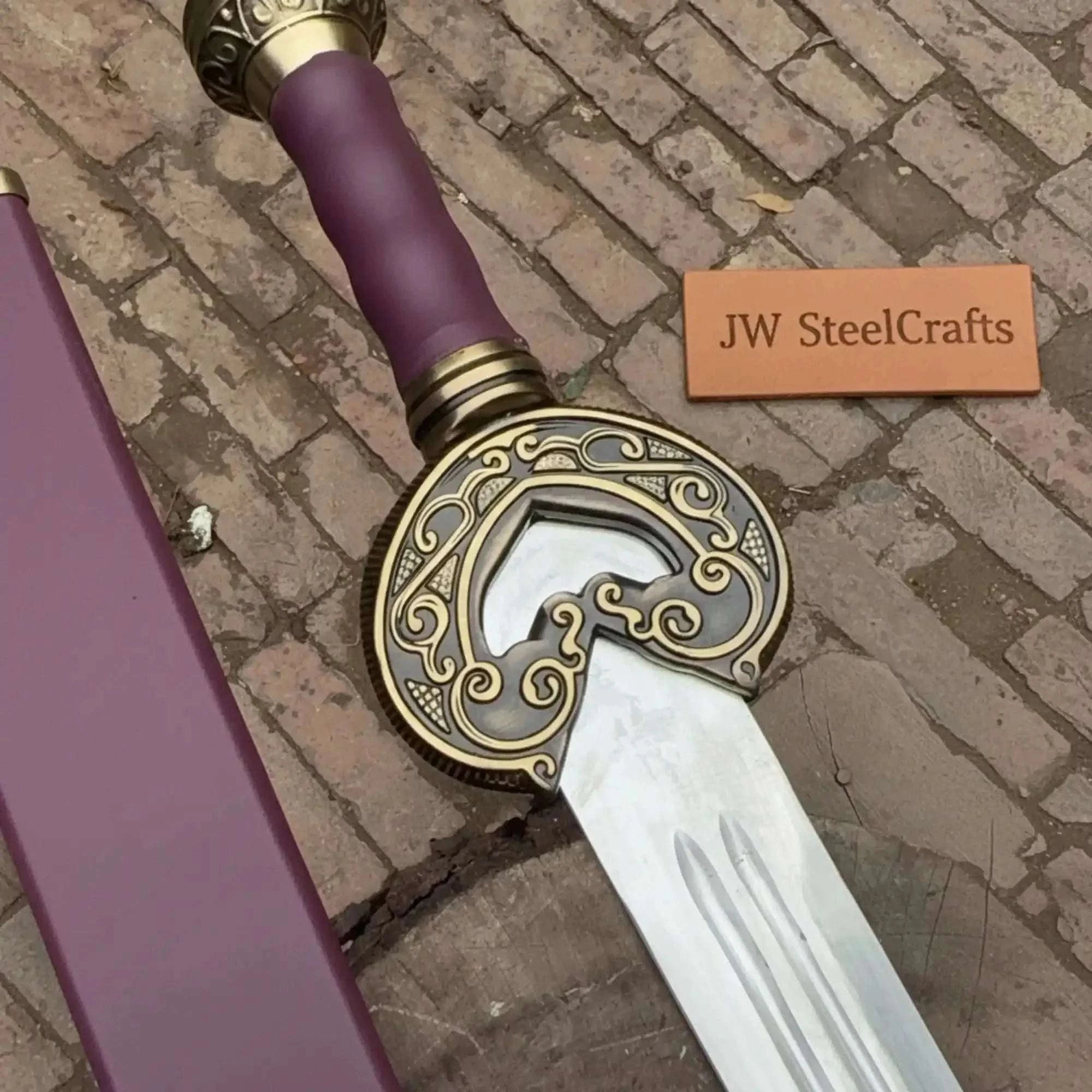 Palmarius Outdoors Handmade Medieval Knight Sword Replica | Polished Carbon Steel, Leather Handle & Wooden Scabbard 