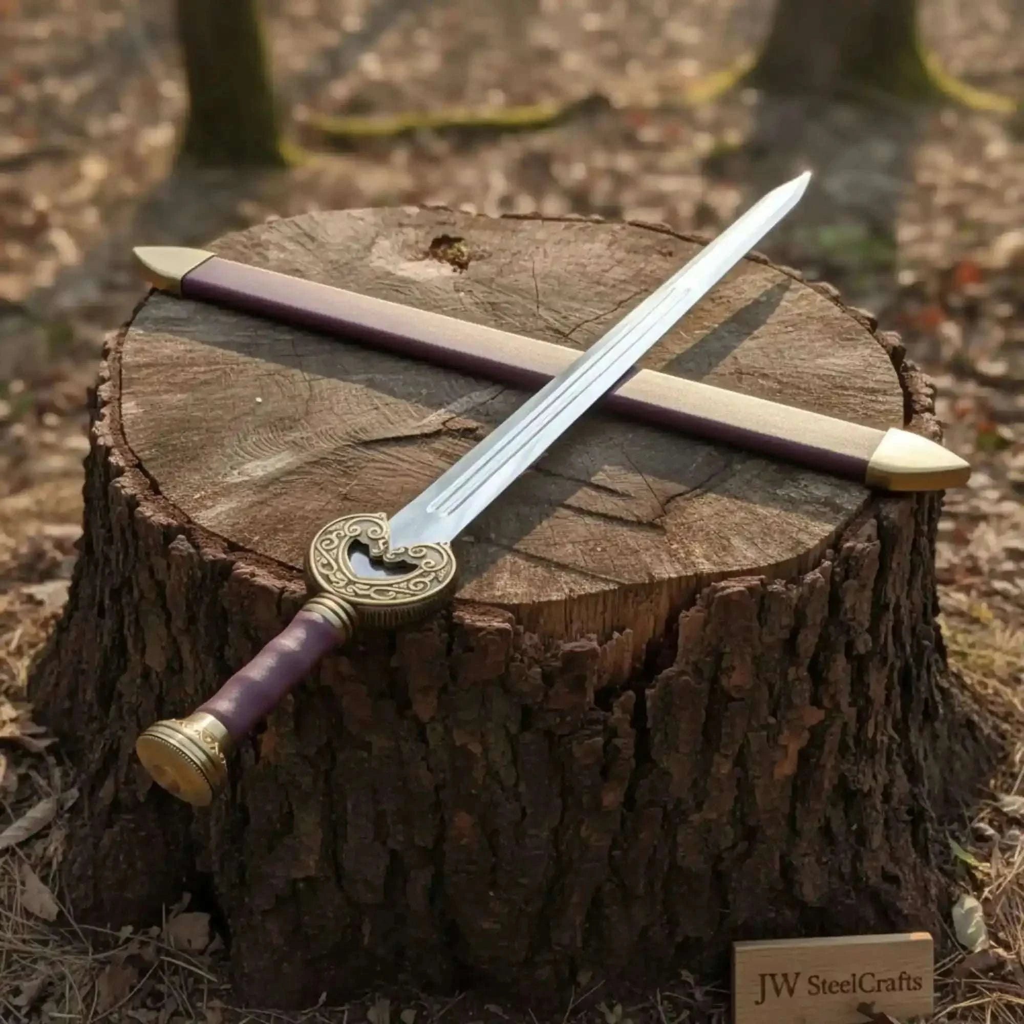 Palmarius Outdoors Handmade Medieval Knight Sword Replica | Polished Carbon Steel, Leather Handle & Wooden Scabbard 
