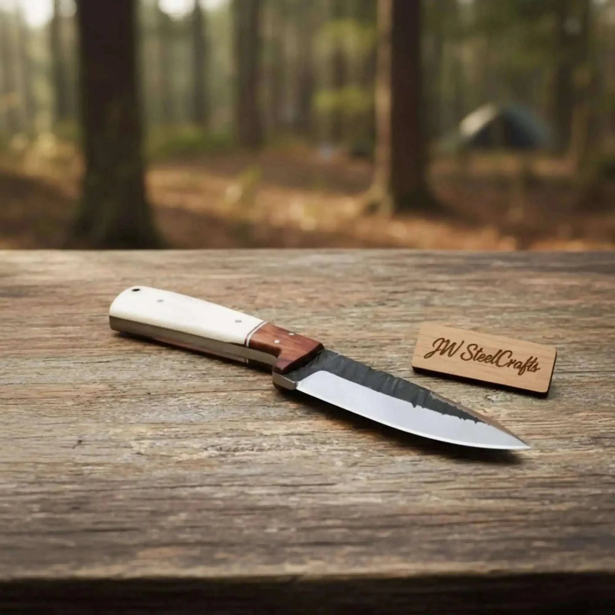 Palmarius Outdoors Carbon Steel Drop Point Knife Bone and Rosewood Handle 7 Inch Skinner Knife