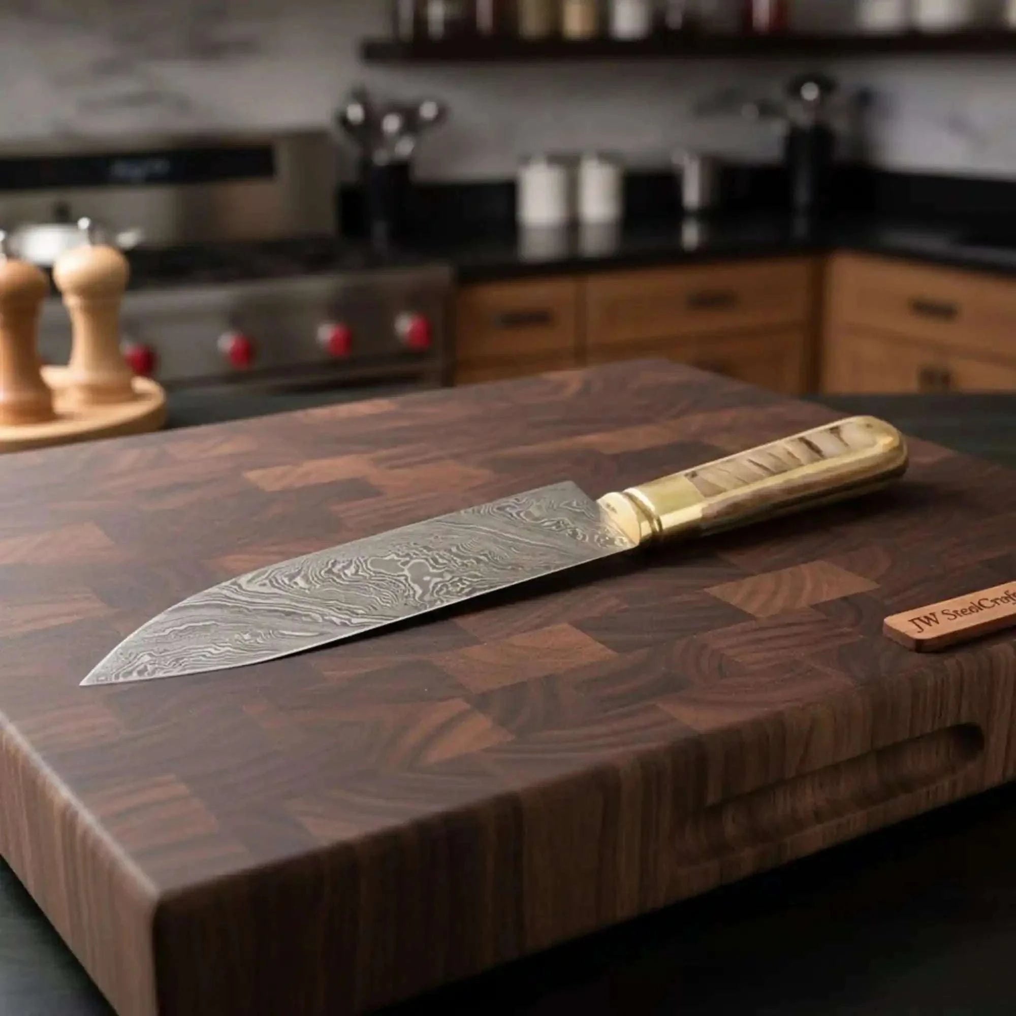 Palmarius Outdoors Premium Damascus Clip-Point Bushcraft Hunter — Twisted Pattern, Ram’s Horn & Brass Handle with Leather Sheath Damascus Steel Chef Knives