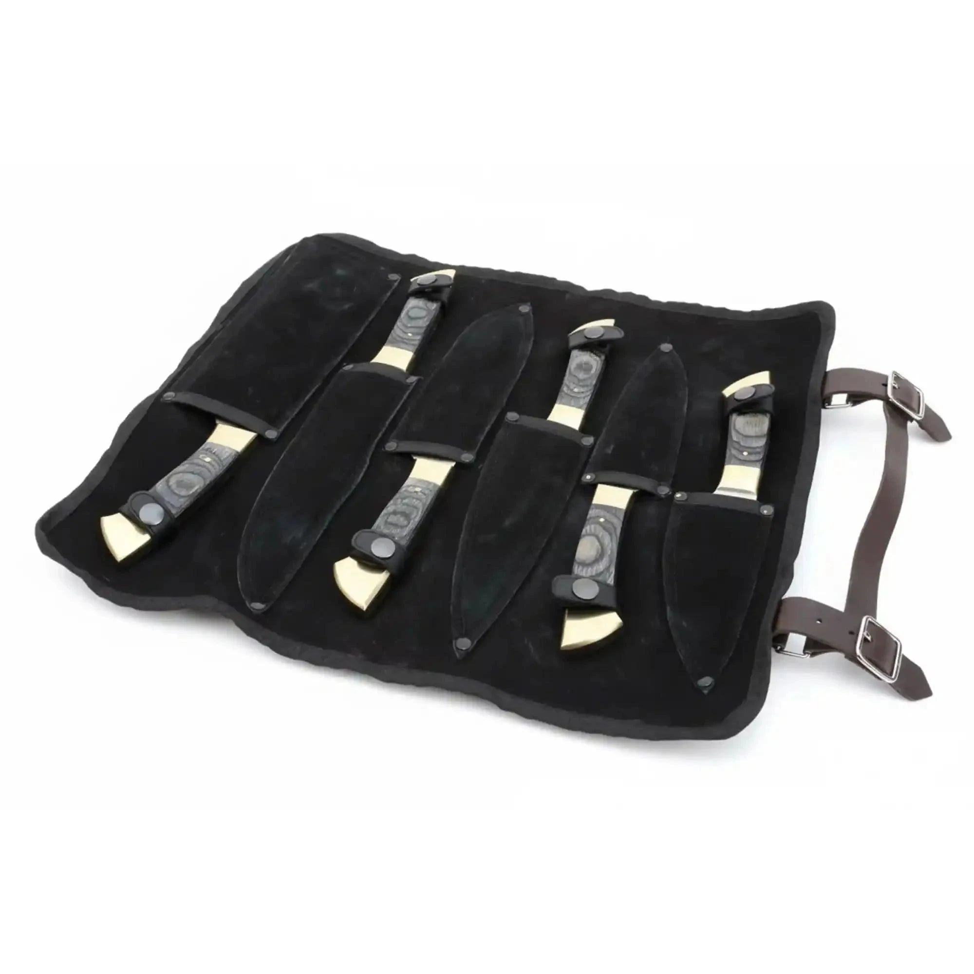 Palmarius Outdoors J2 Steel Mirror Polished Kitchen Knife Set with Black Pakka Wood Handles Handmade Chef Knife Sets