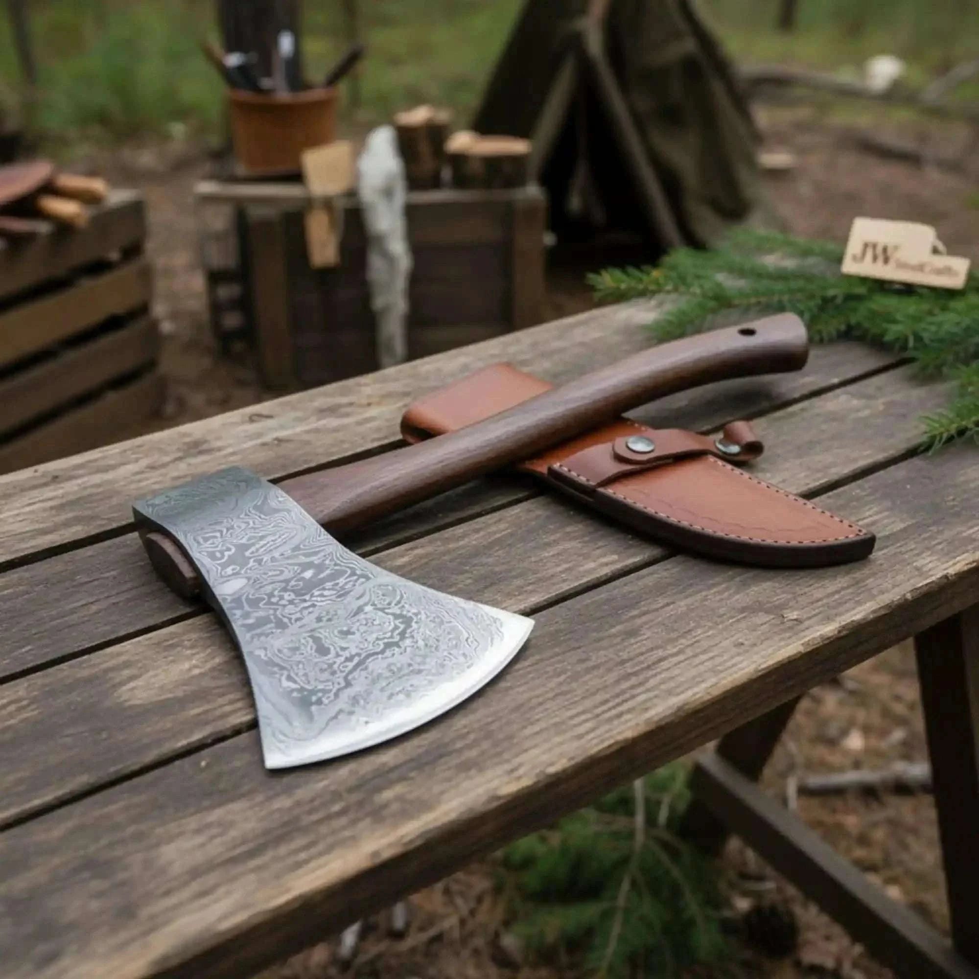 Palmarius Outdoors Axe Handmade Damascus Steel Tomahawk Handmade Axe