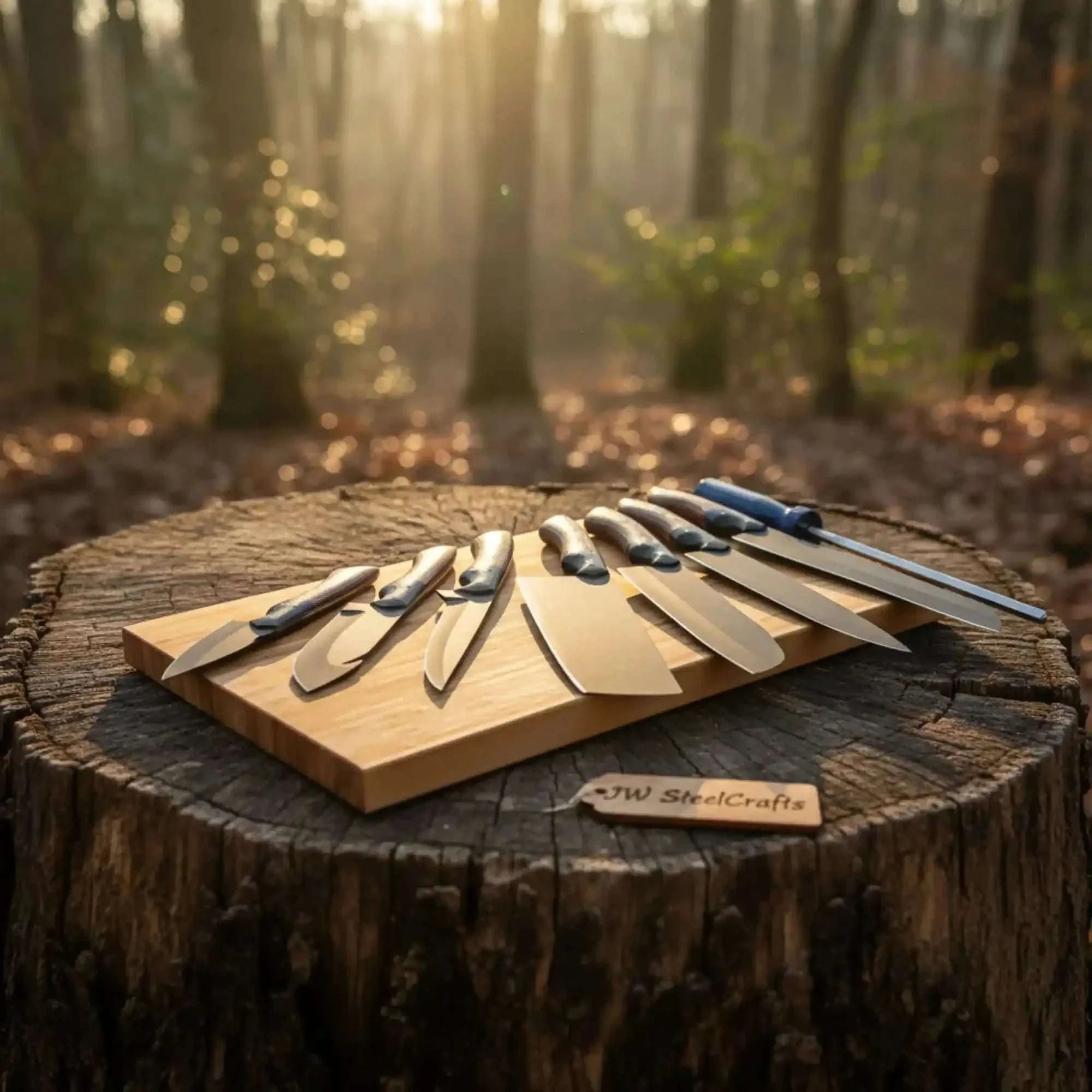 Palmarius Outdoors Custom Handmade Japanese Kitchen Knife Set with Multicolor Pakka Wood Handles Damascus Steel Kitchen Knife Set