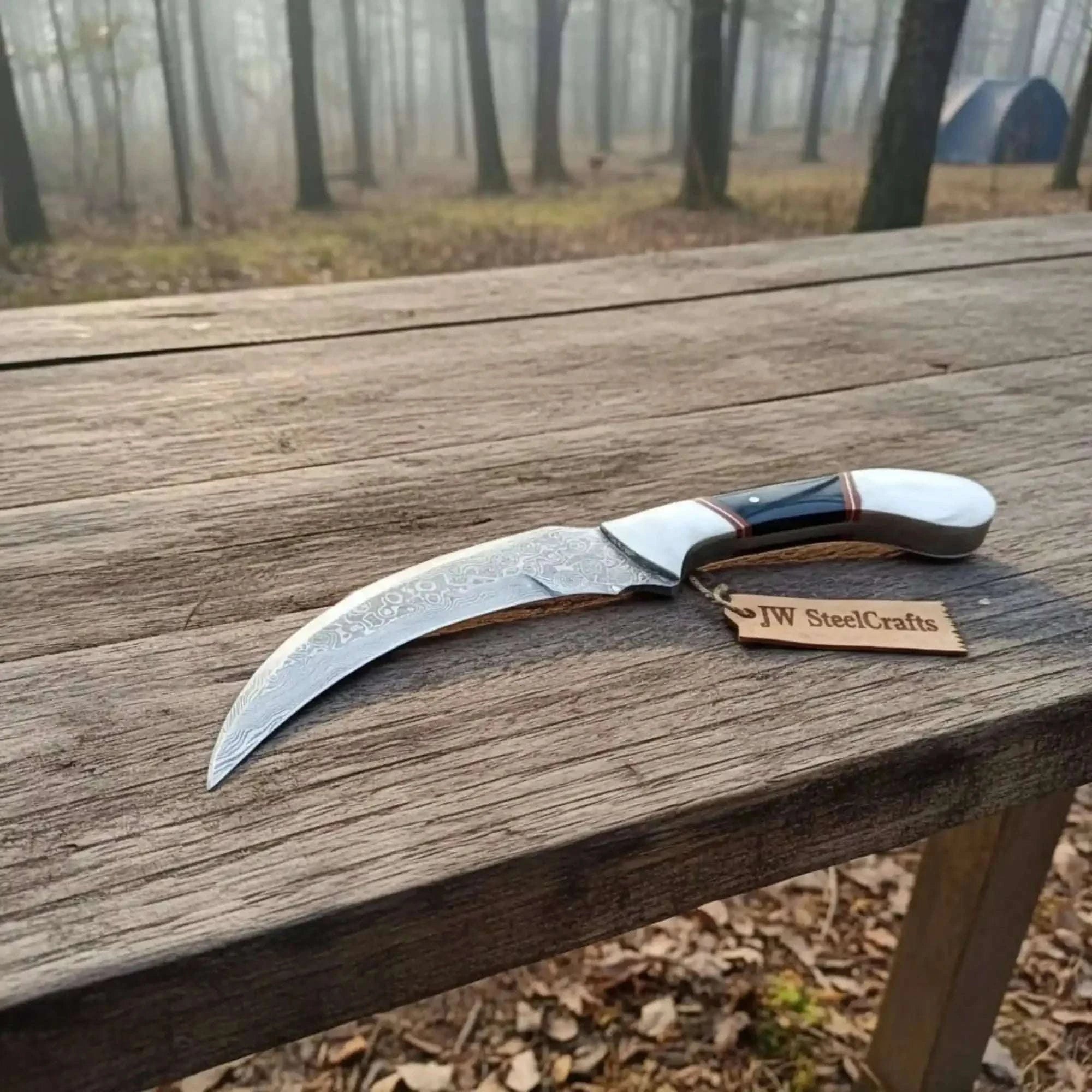 Palmarius Outdoors Karambit Knife with Black horn and Stainless steel handle. karambit knfie