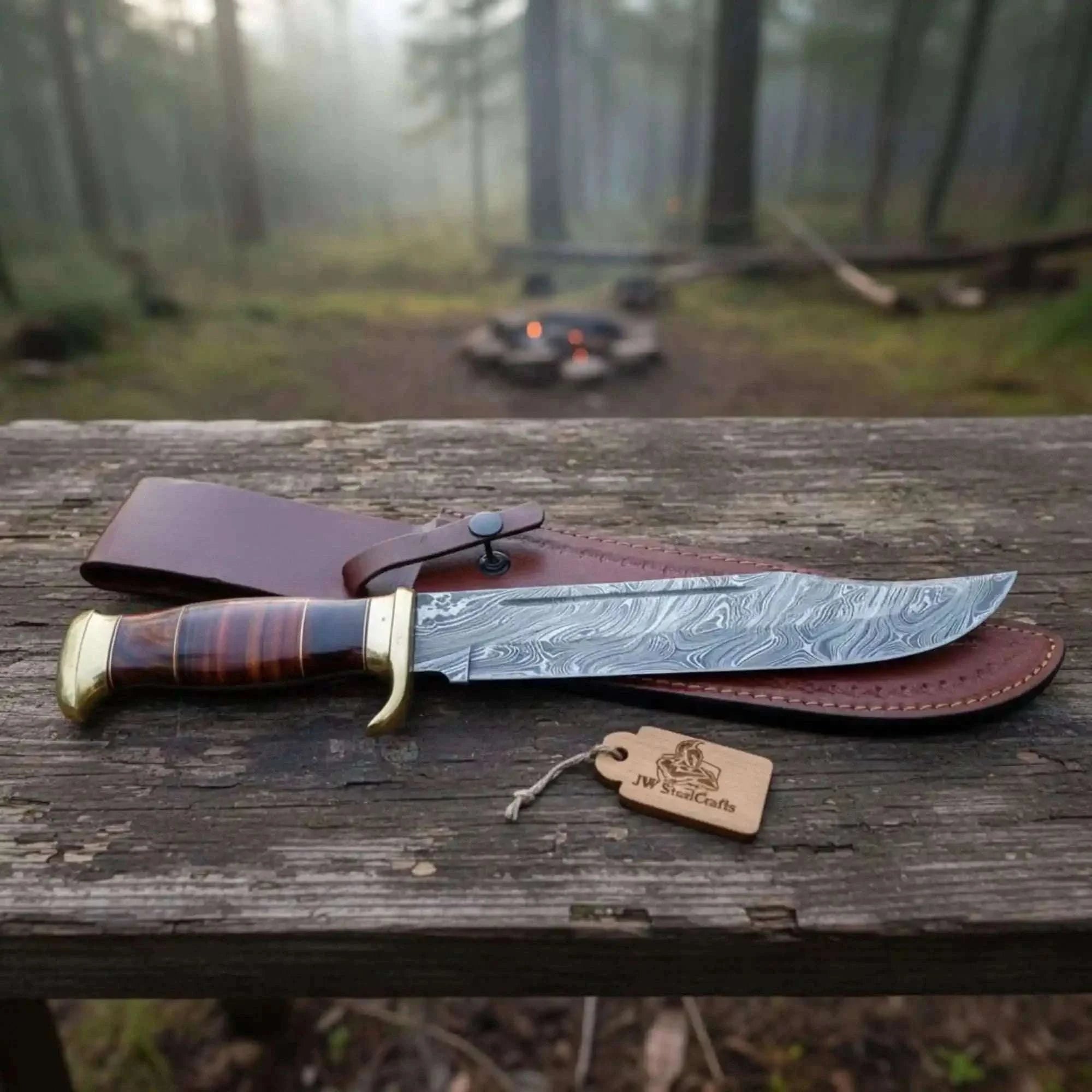Palmarius Outdoors Handmade Sheffield Clip Point Bowie Knife with Damascus Steel Blade | JW SteelCrafts Clip Point Bowie Knives