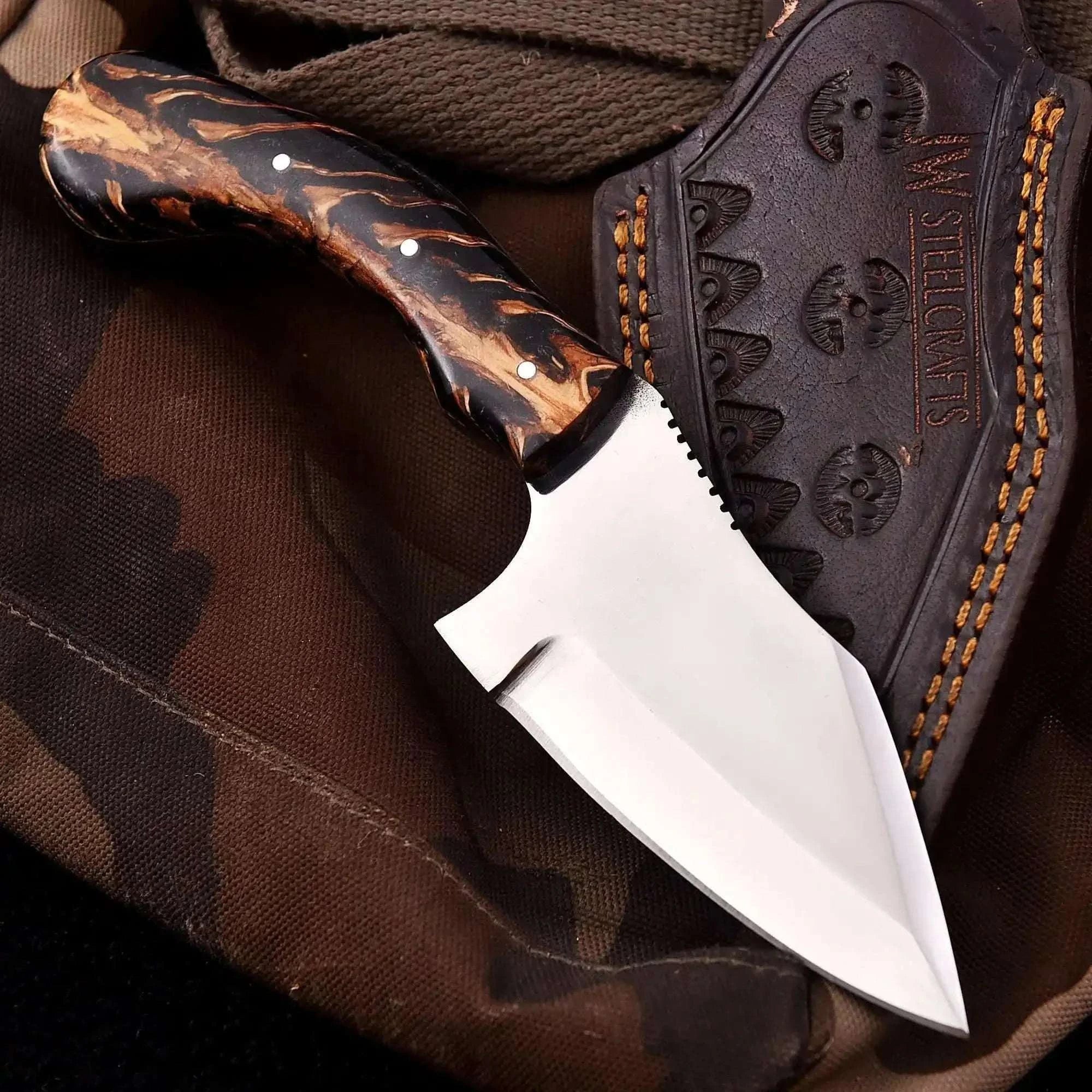 Palmarius Outdoors Pinecone Handle Fixed Blade Knife 4” Stainless Steel Blade | JW SteelCrafts Skinner Knife