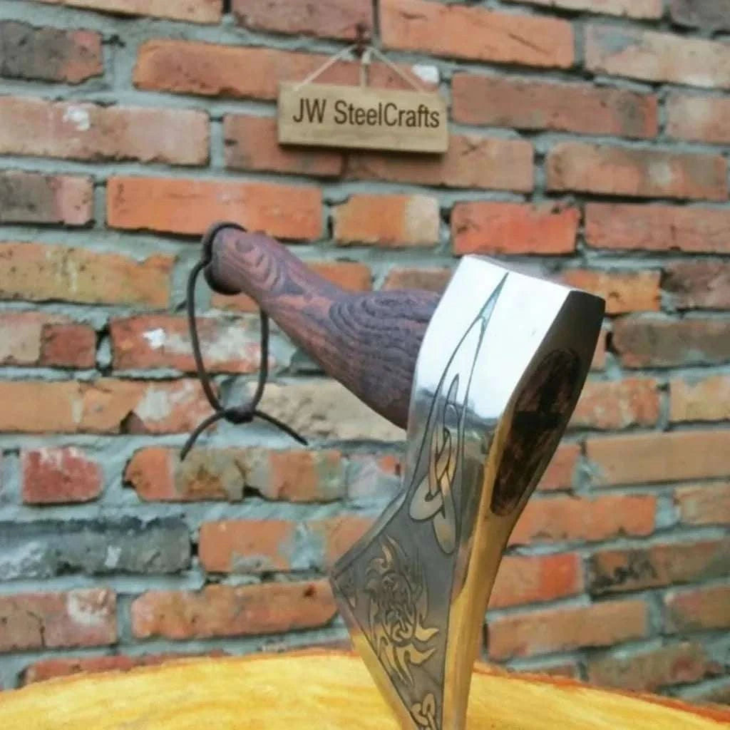 Palmarius Outdoors Norse Style Camp Hatchet with Leather Wrapped Handle Handmade Axe