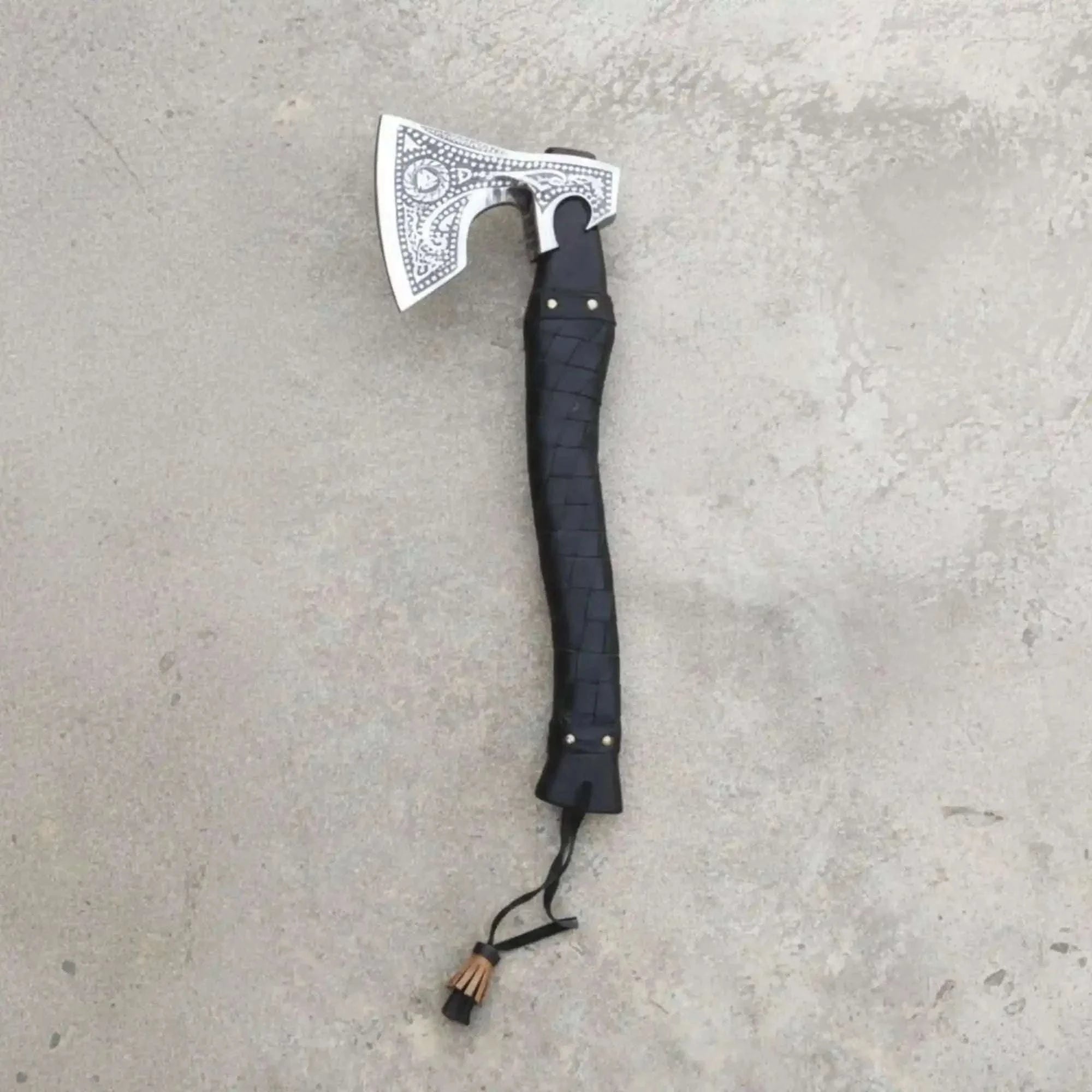 Palmarius Outdoors Handmade Viking Axe with High Carbon Steel Blade, Custom Engraving and Leather Sheath Handmade Axe