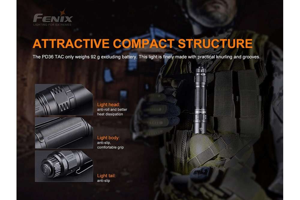 Palmarius Outdoors Fenix PD36 TAC Tactical Flashlight - 3000 Lumens Tactical Flashlight