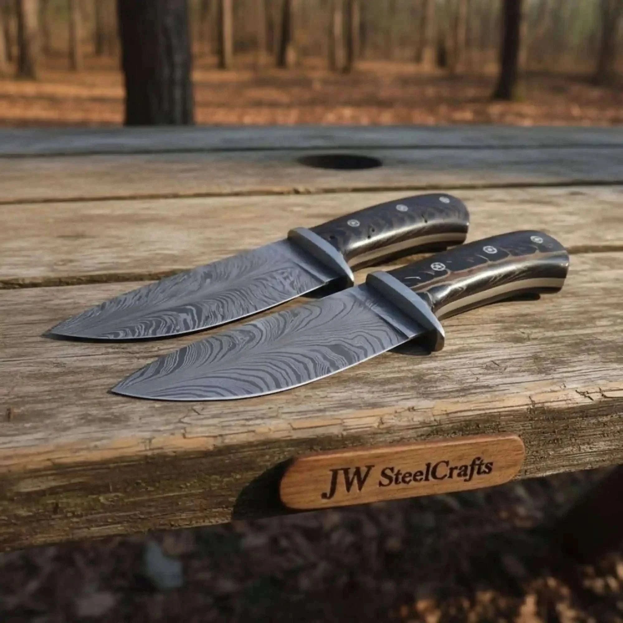 Palmarius Outdoors Bowie Knife Feather Damascus Blade Pinecone Handle Fixed Blade Hunting Knife Bowie Knives