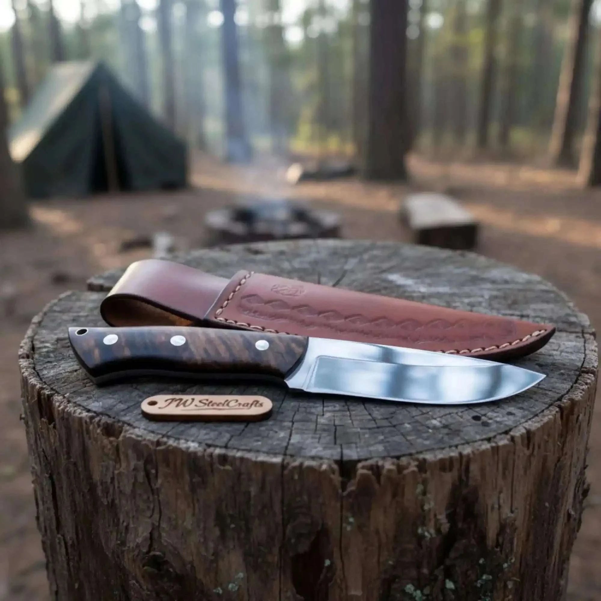 Palmarius Outdoors Drop Point Hunting Knife Stainless Steel Blade Rosewood Handle Skinner Knife