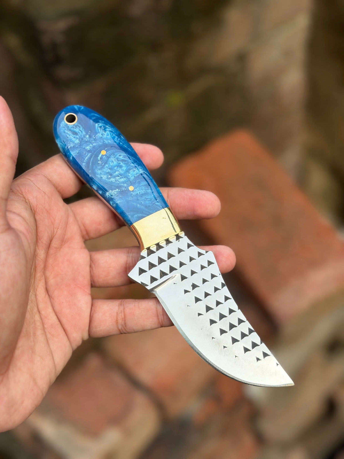 Palmarius Outdoors Handmade Sky Rustler Cowboy Knife 8" with sky blue marble resin handle cowboy knives