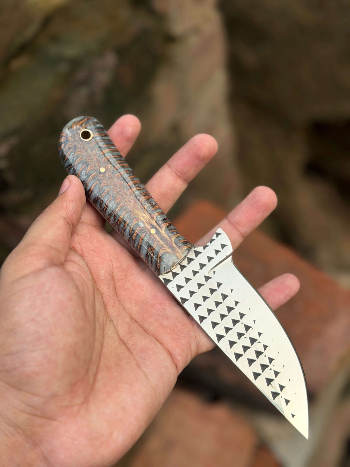 Palmarius Outdoors Handmade Midnight Feather Cowboy Knife 8" dark blue resin handle cowboy knives