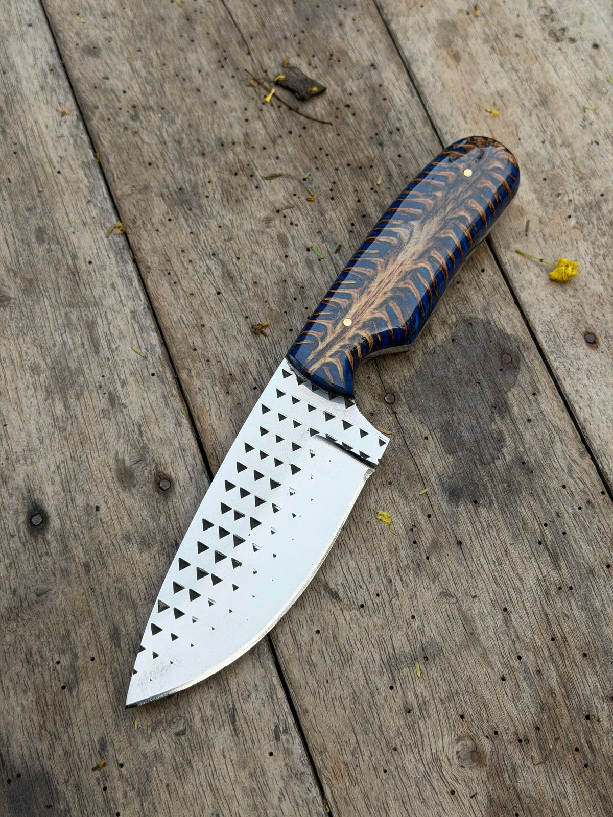 Palmarius Outdoors Handmade Midnight Feather Cowboy Knife 8" dark blue resin handle cowboy knives