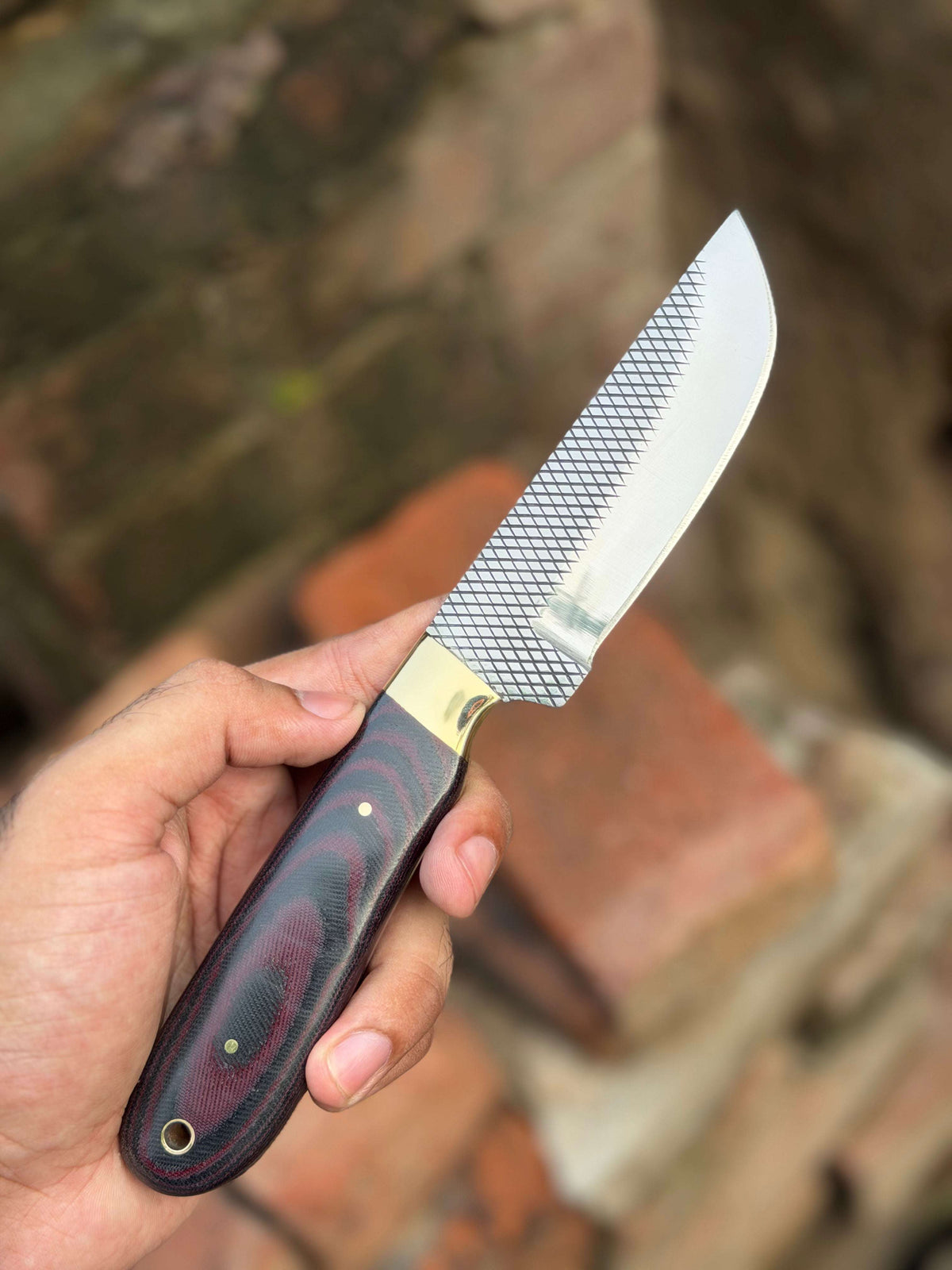 Palmarius Outdoors Handmade Kaliay Ember Rasp Knife 9" with red and black swirl handle Hunting Knife