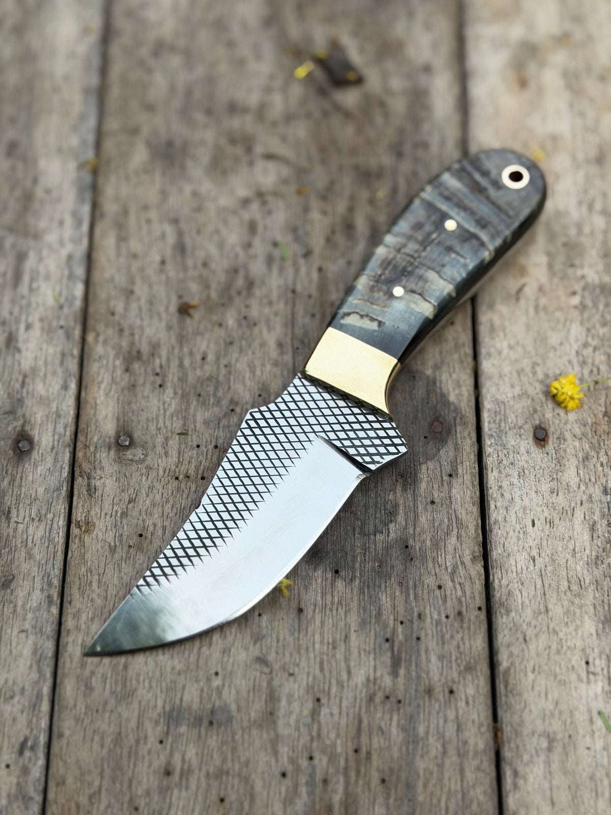 Palmarius Outdoors Handmade Slate Grain Skinner Knife 8" with grey marbled wood handle Skinner Knife