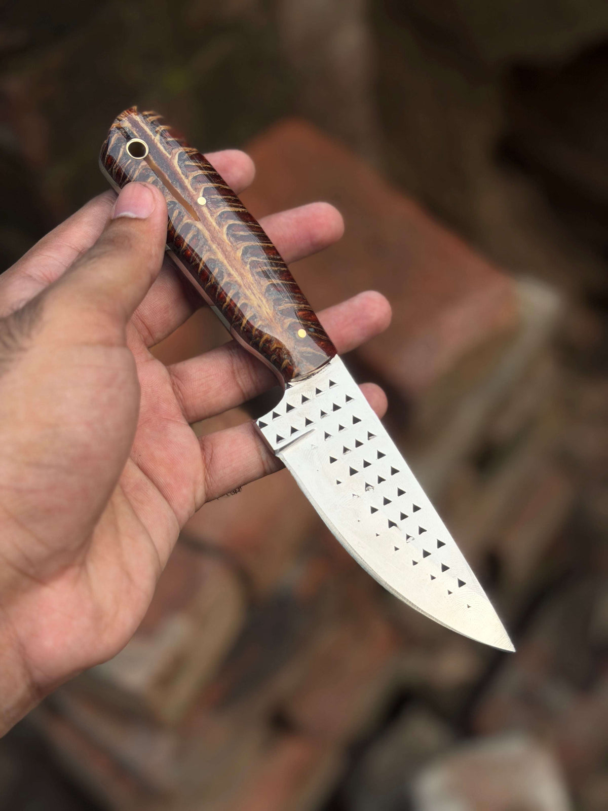 Palmarius Outdoors Handmade Midnight Feather Cowboy Knife 8" dark blue resin handle cowboy knives