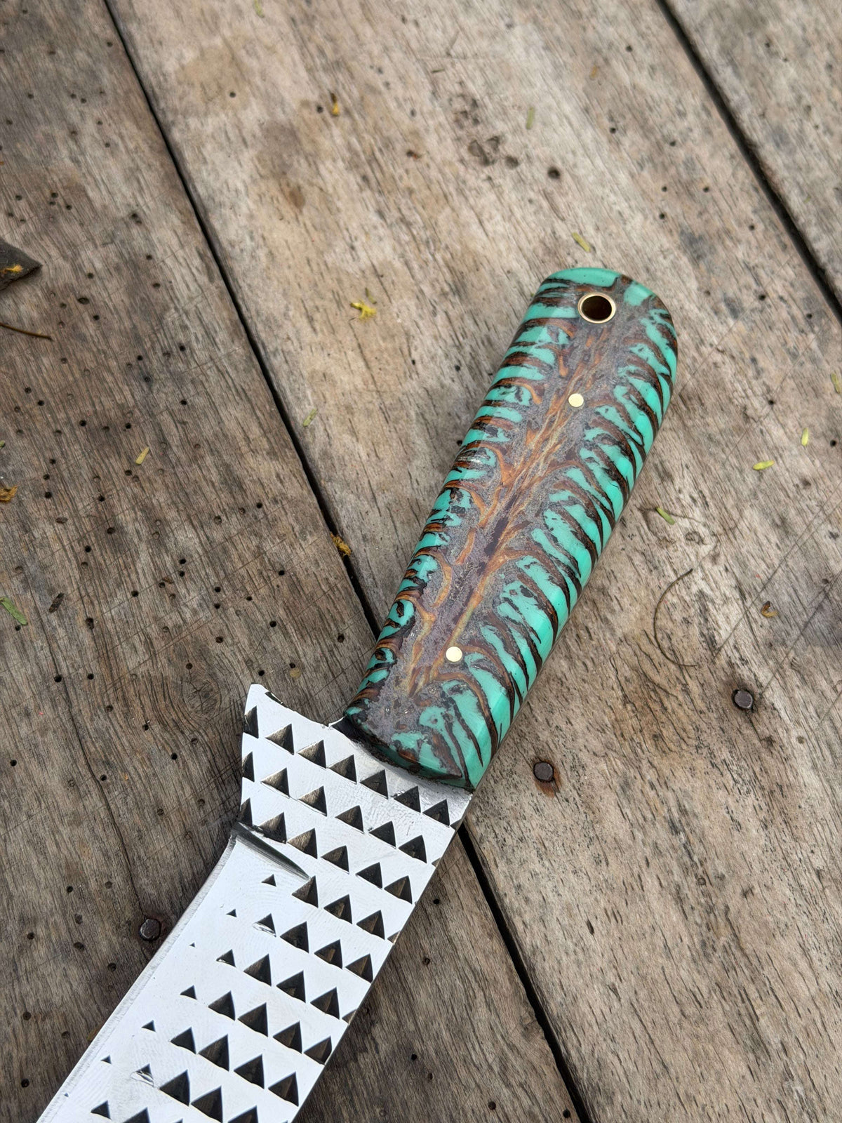 Palmarius Outdoors Handmade Turquoise Marble Chef Knife 7" turquoise resin handle Chef Knife
