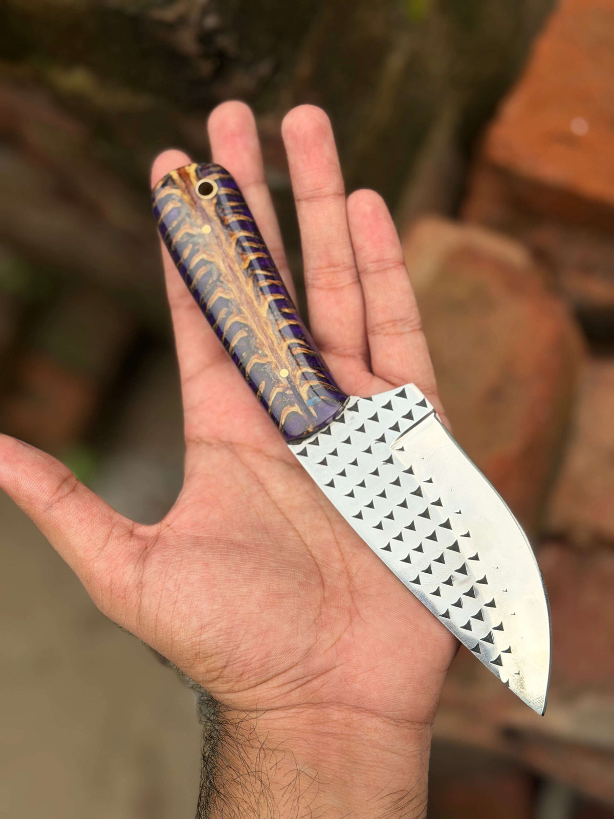 Palmarius Outdoors Handmade Midnight Feather Cowboy Knife 8" dark blue resin handle cowboy knives