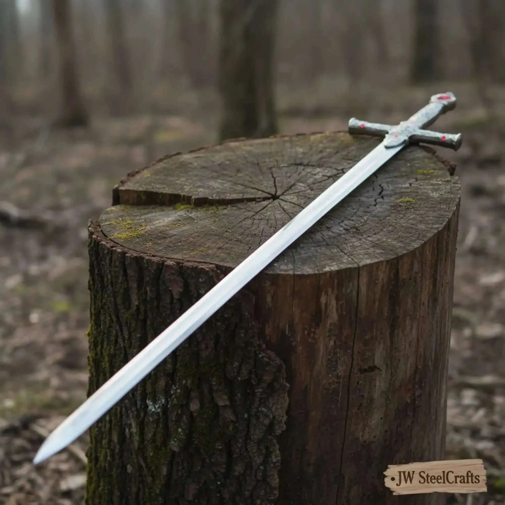 Palmarius Outdoors Handmade Sacred Gothic Royal Crusader Sword | Red Gemstone Replica Sword