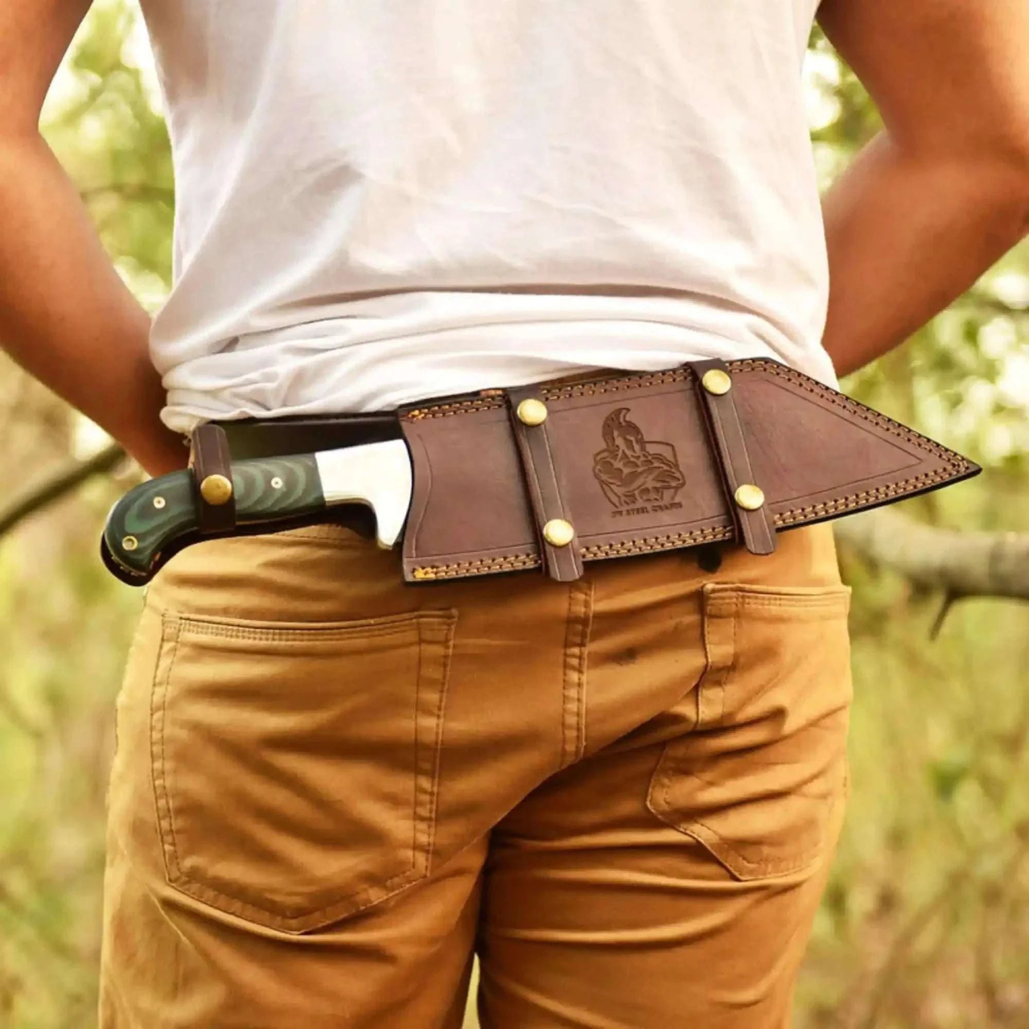 Palmarius Outdoors Green Micarta Handle Forged Machete – Full Tang Stainless Steel Outdoor Knife Machete knife