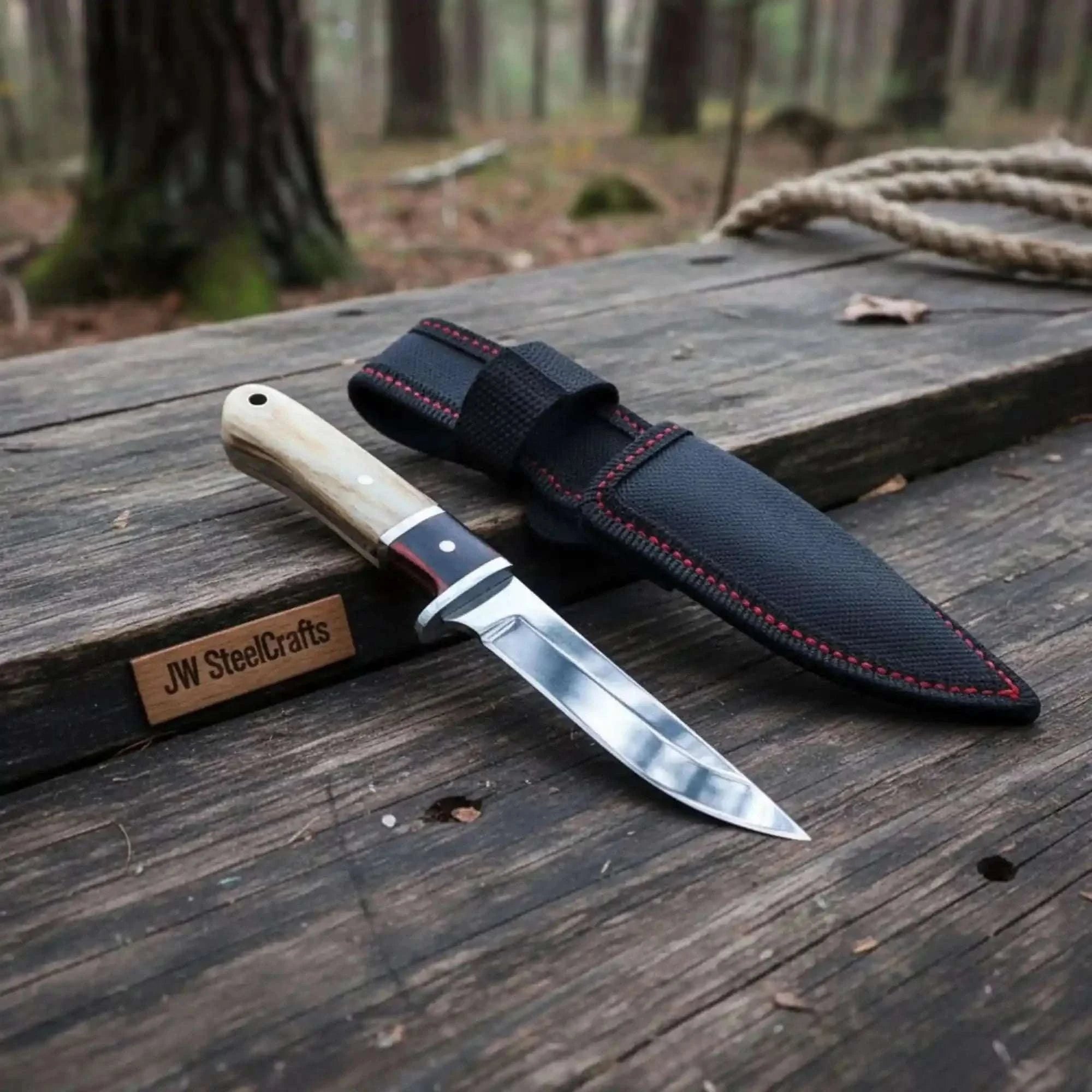 Palmarius Outdoors Clip Point Hunting Knife Stainless Steel Blade Bone Handle Fixed Blade with Sheath Skinner Knife