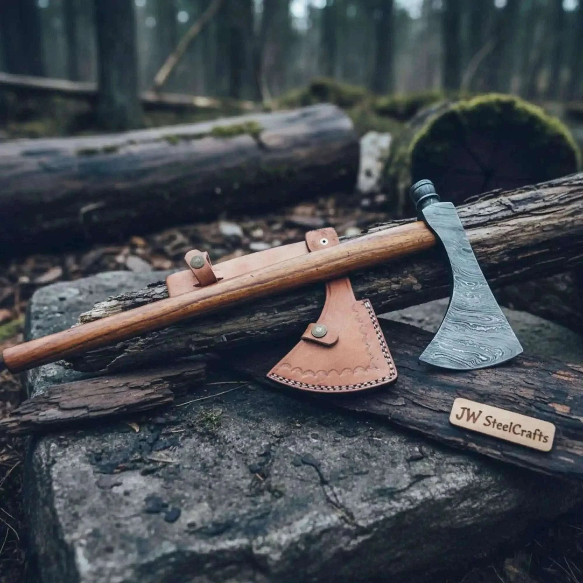Palmarius Outdoors Smoking Bushcraft Axe for Camping, Woodcraft and Trail Chopping Handmade Axe