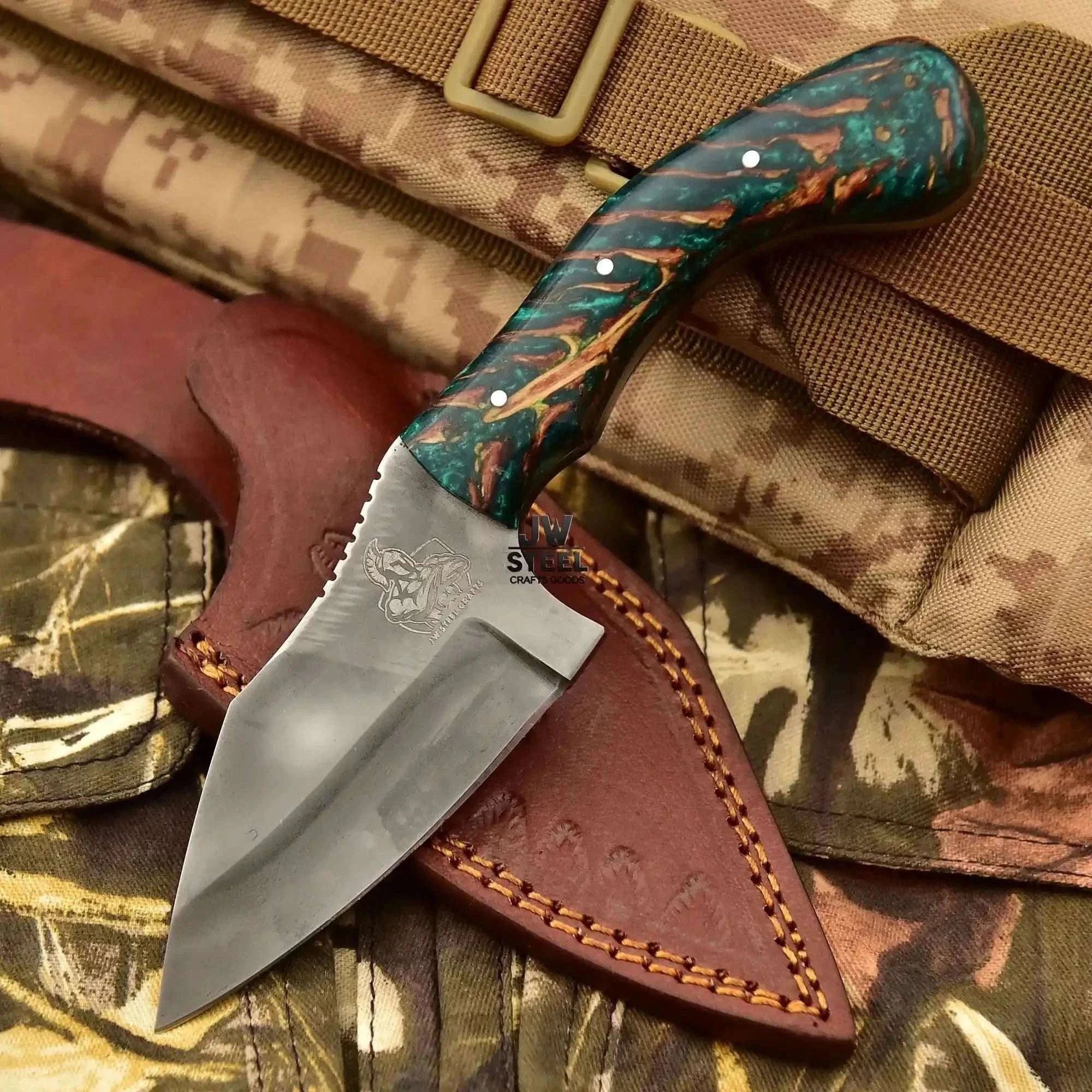 Palmarius Outdoors Acid Washed Stainless Steel Hunting Knife – Pinecone Handle | Outdoor & Camping Knife Hunting Knife