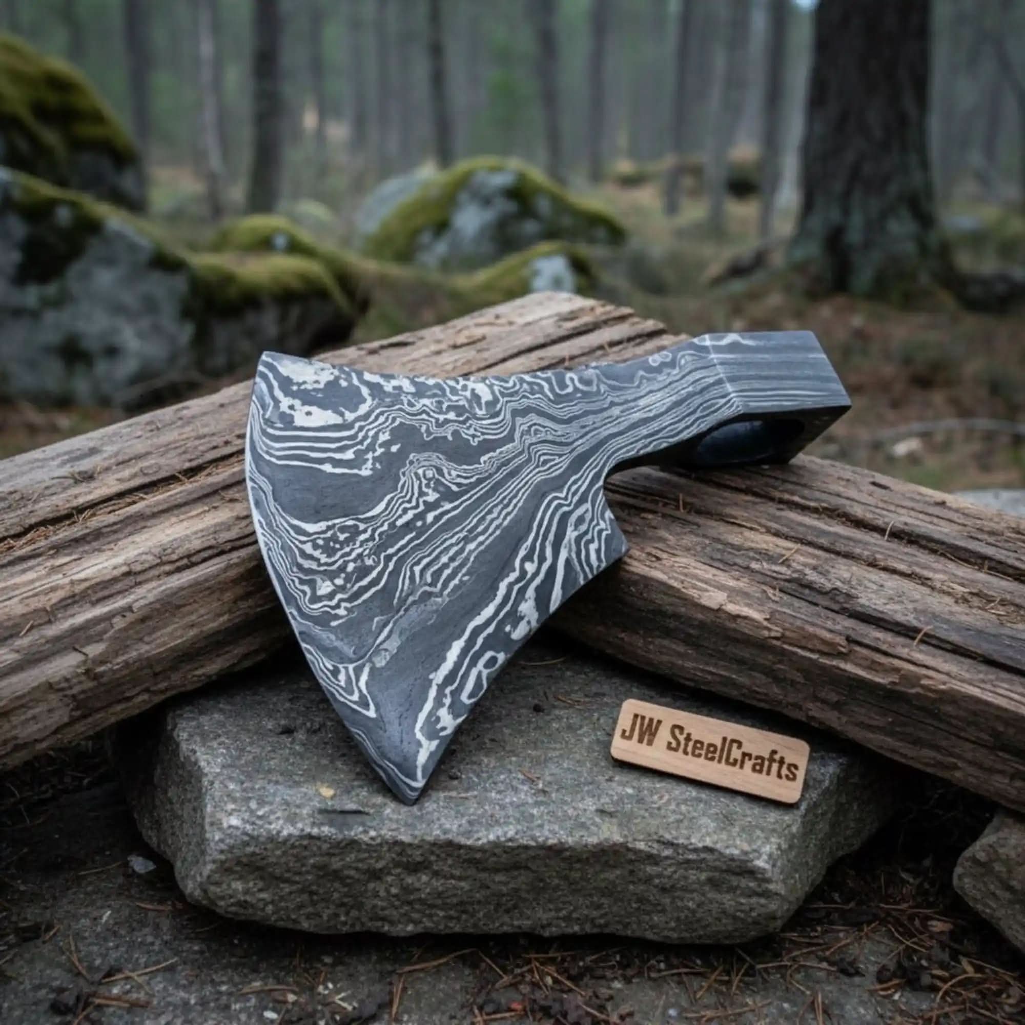 Palmarius Outdoors Duskforge Axe Head Blank 6" Handmade Lightweight Damascus Steel Axe head Blank