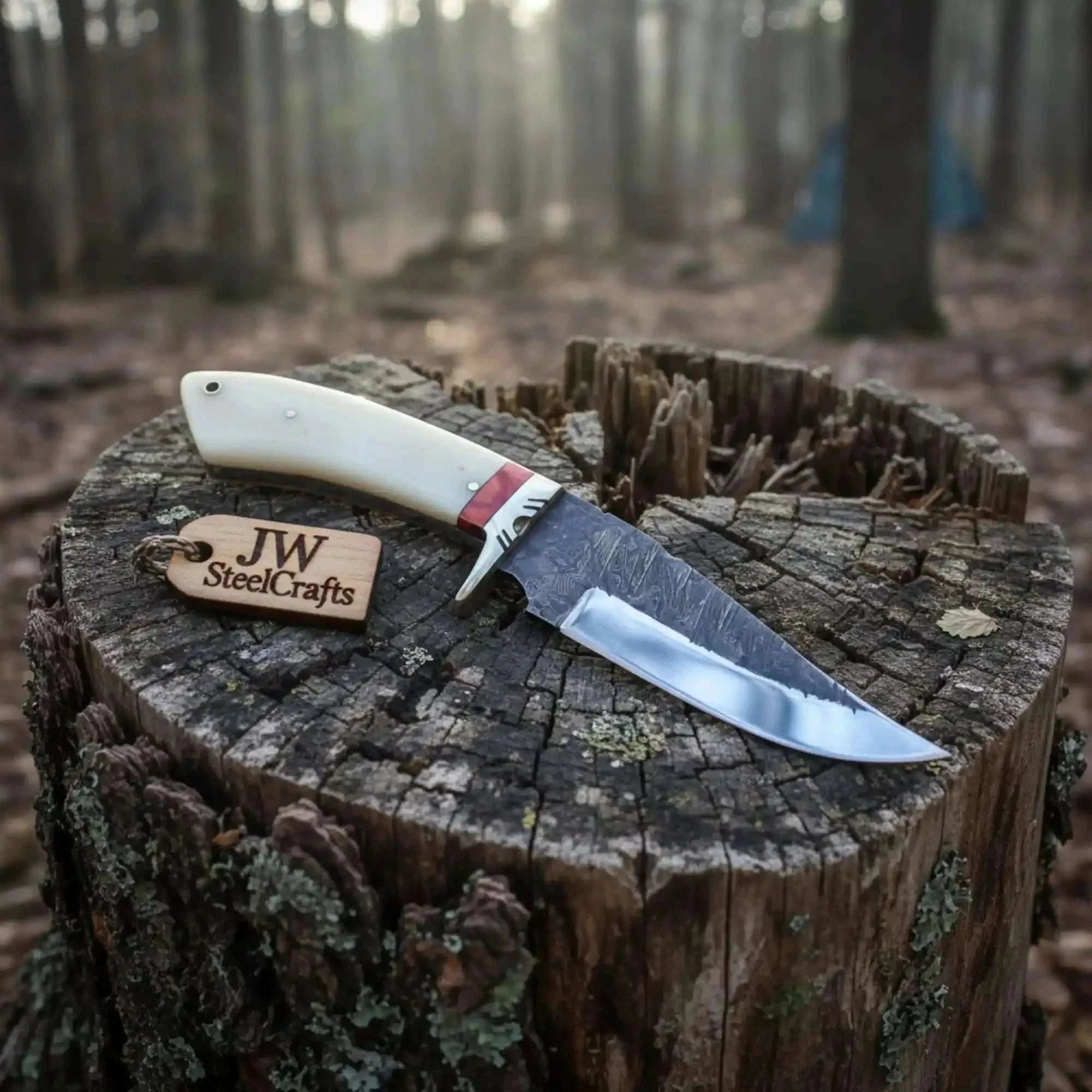 Palmarius Outdoors Hand Forged Knife-Steel Blade Camel Bone Handle Hunting Knife